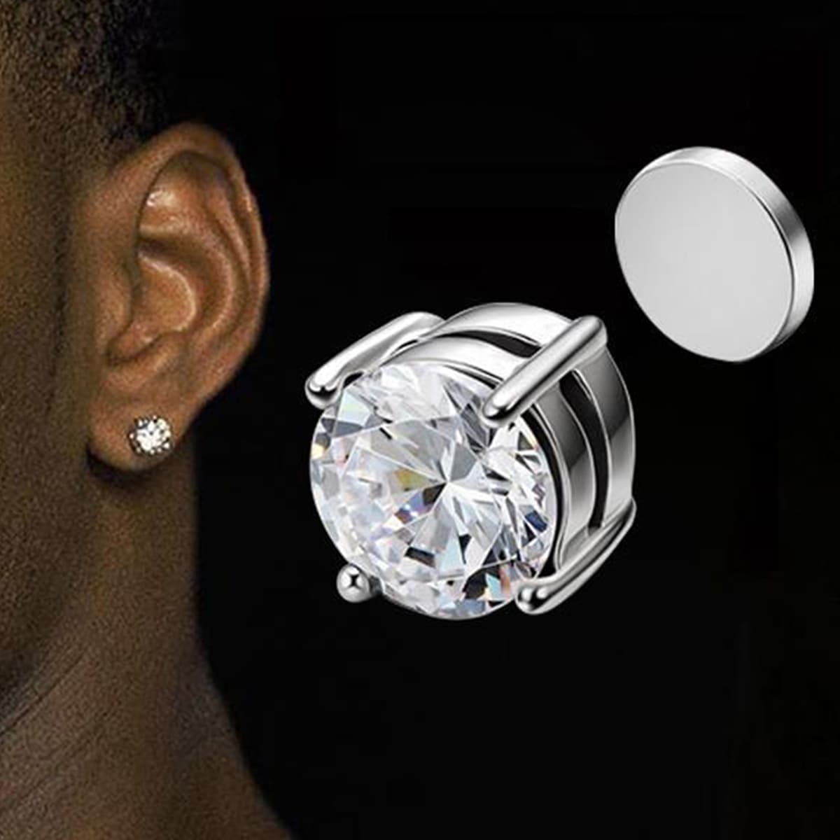 Personalized men's magnetic ear clips stainless steel electroplated earrings non-pierced magnet ear jewelry 1