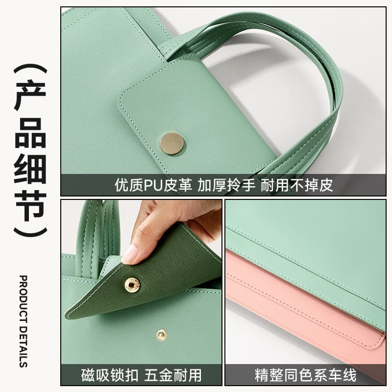 Cross-border a4 leather business document bag portable briefcase conference information bag large capacity file bag custom logo 4