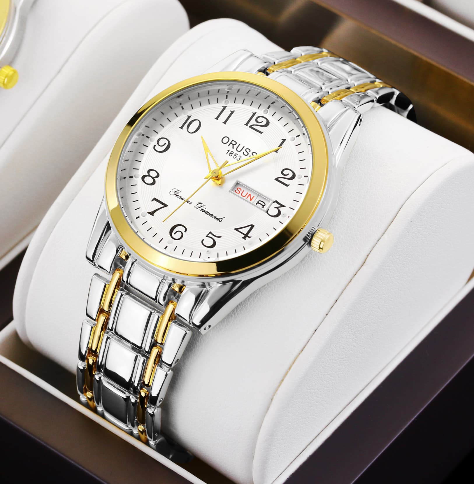 Men's fashionable and versatile quartz watch fully automatic movement luminous waterproof dual calendar watch men's large digital elderly watch 7