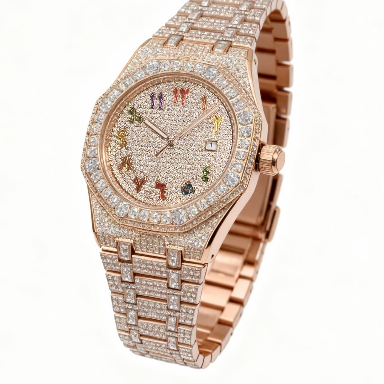 European and American style men's fully automatic mechanical watch with all diamonds and inlays, elegant, luxurious and light luxury 6