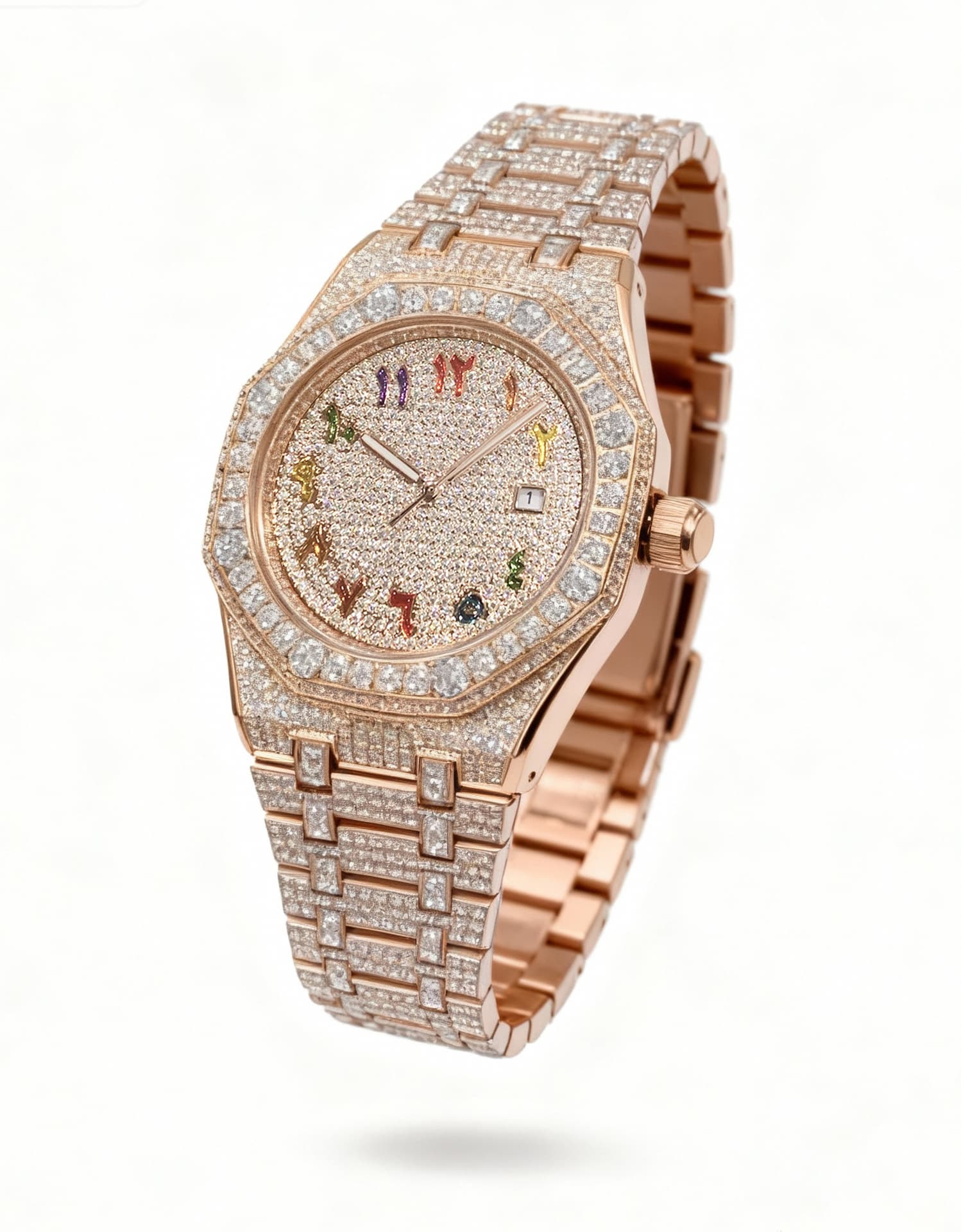 European and American style men's fully automatic mechanical watch with all diamonds and inlays, elegant, luxurious and light luxury 8