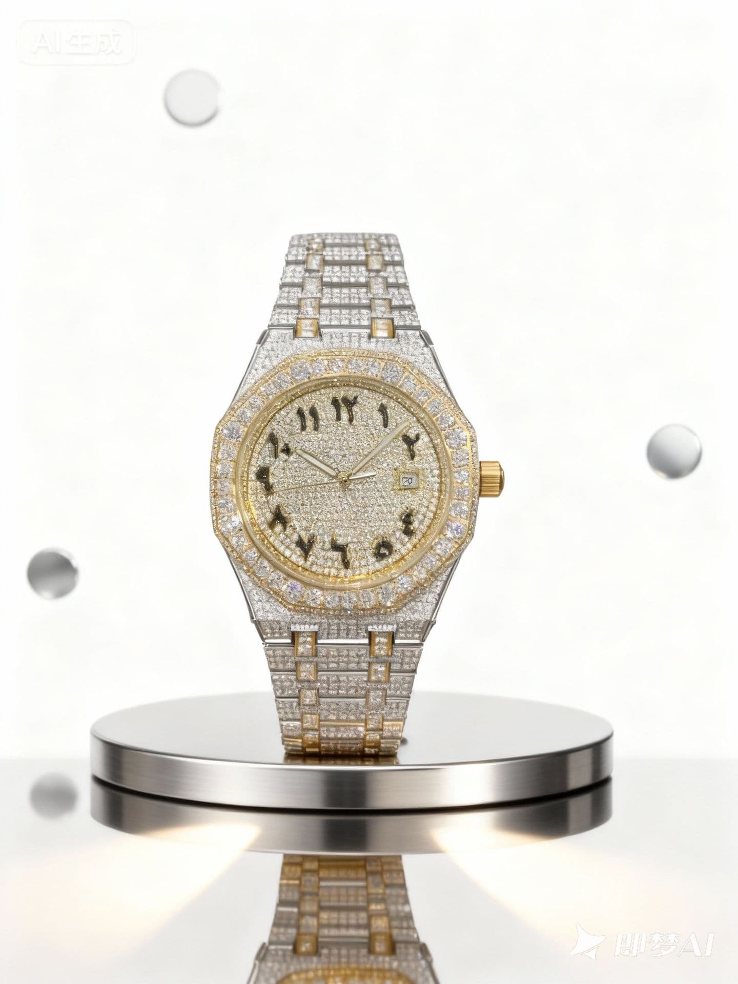 European and American style men's fully automatic mechanical watch with all diamonds and inlays, elegant, luxurious and light luxury 10