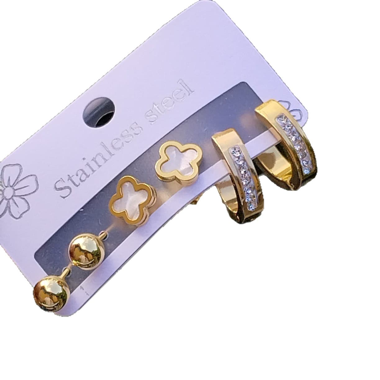 High-quality stainless steel earrings love set for women, light luxury, high-end, non-fading titanium steel earrings, fashionable and versatile earrings 6