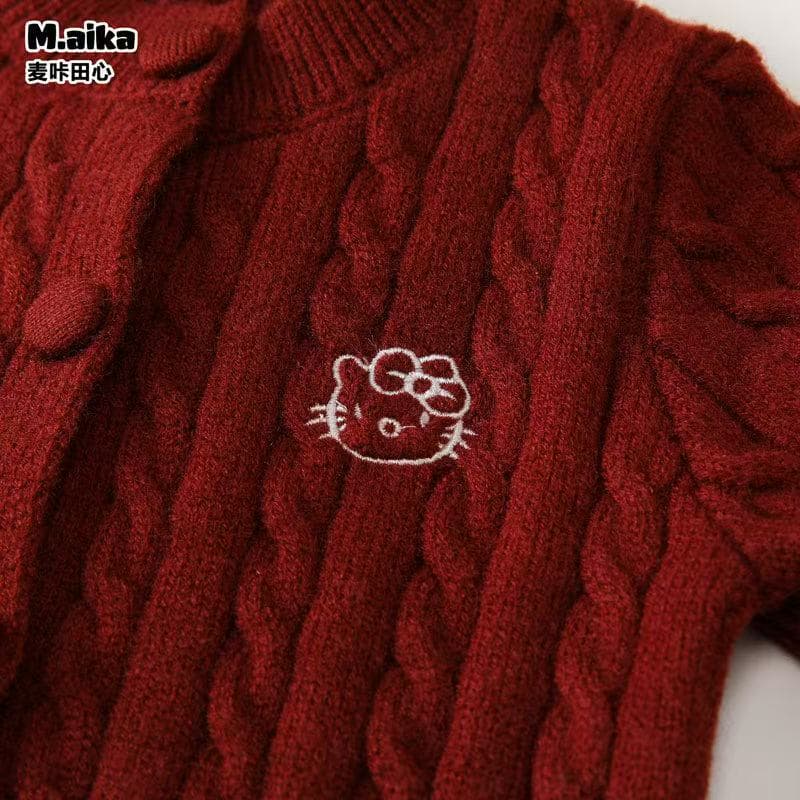 59680 Girls Autumn and Winter New Baby Red Sweater Sweater Doll Top Long Sleeve Jacket 3
