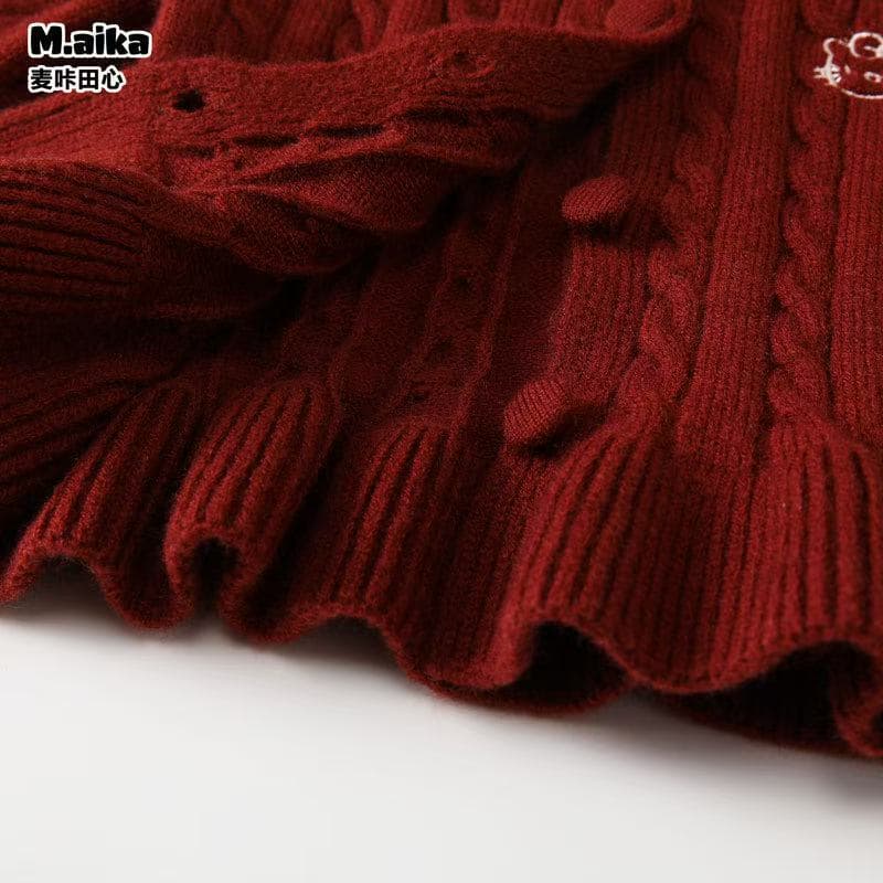 59680 Girls Autumn and Winter New Baby Red Sweater Sweater Doll Top Long Sleeve Jacket 5