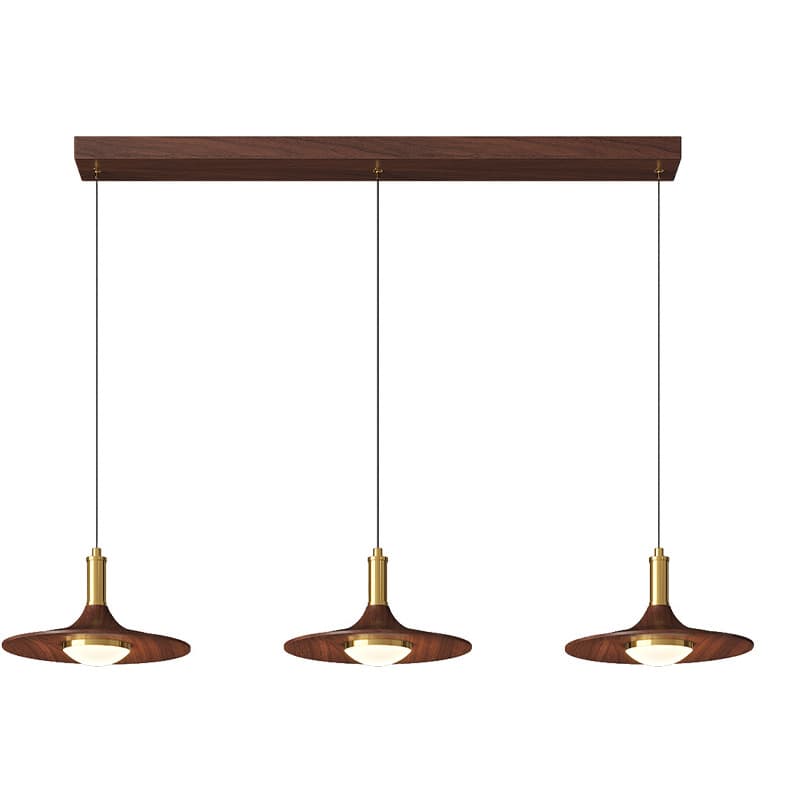 UFO restaurant chandelier three-head medieval style lamp walnut color Japanese retro wabi-sabi style tea room dining table chandelier 6