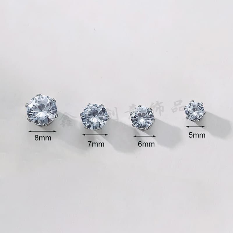 316 Stainless Steel Zircon Non-pierced Magnetic Earrings Six Claws Simple Flash Diamond Ear Bone Nails Fashionable Earrings for Men and Women 5