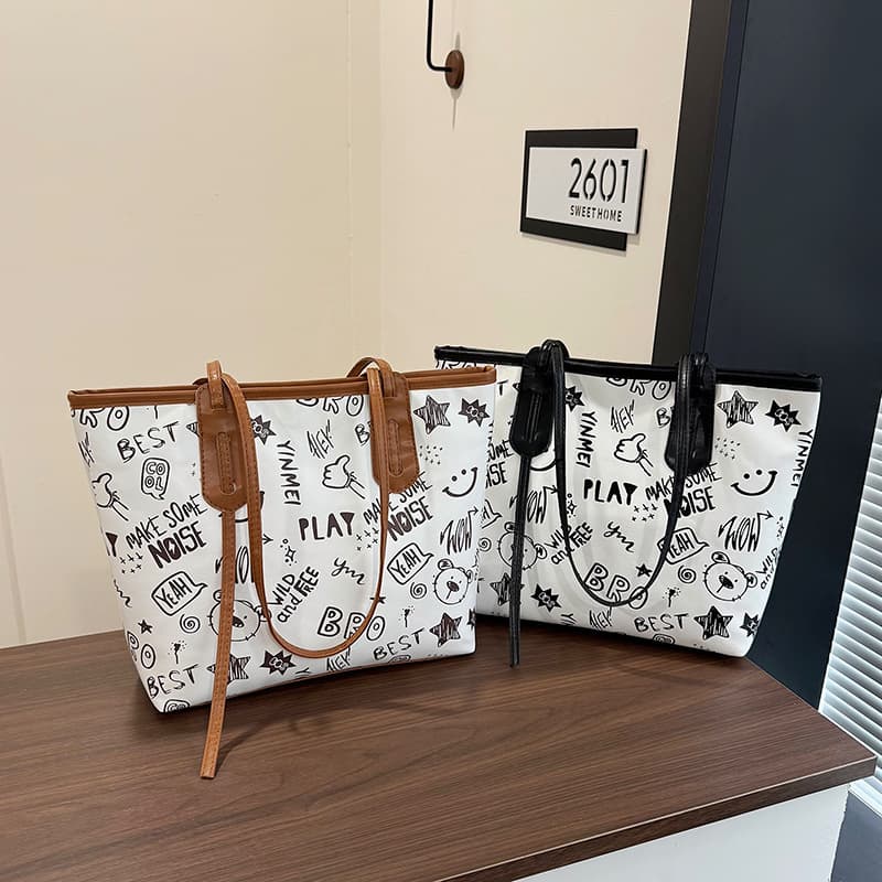 Simple Large Capacity Tote Bag Women's 2025 New Fashion Printed Cross-Border Large Bag Handbag Women's Shoulder Bag 2