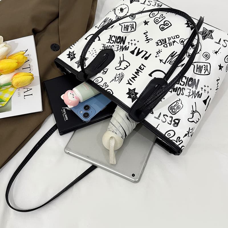 Simple Large Capacity Tote Bag Women's 2025 New Fashion Printed Cross-Border Large Bag Handbag Women's Shoulder Bag 5