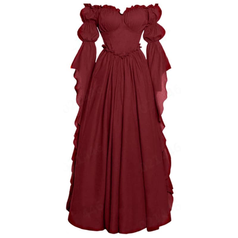 Cross-border new medieval palace dress women's retro dress European and American stage performance long dress costume 3