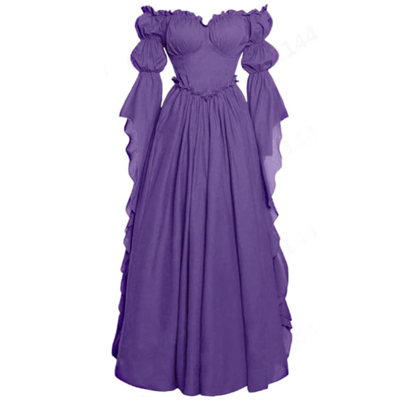 Cross-border new medieval palace dress women's retro dress European and American stage performance long dress costume 10