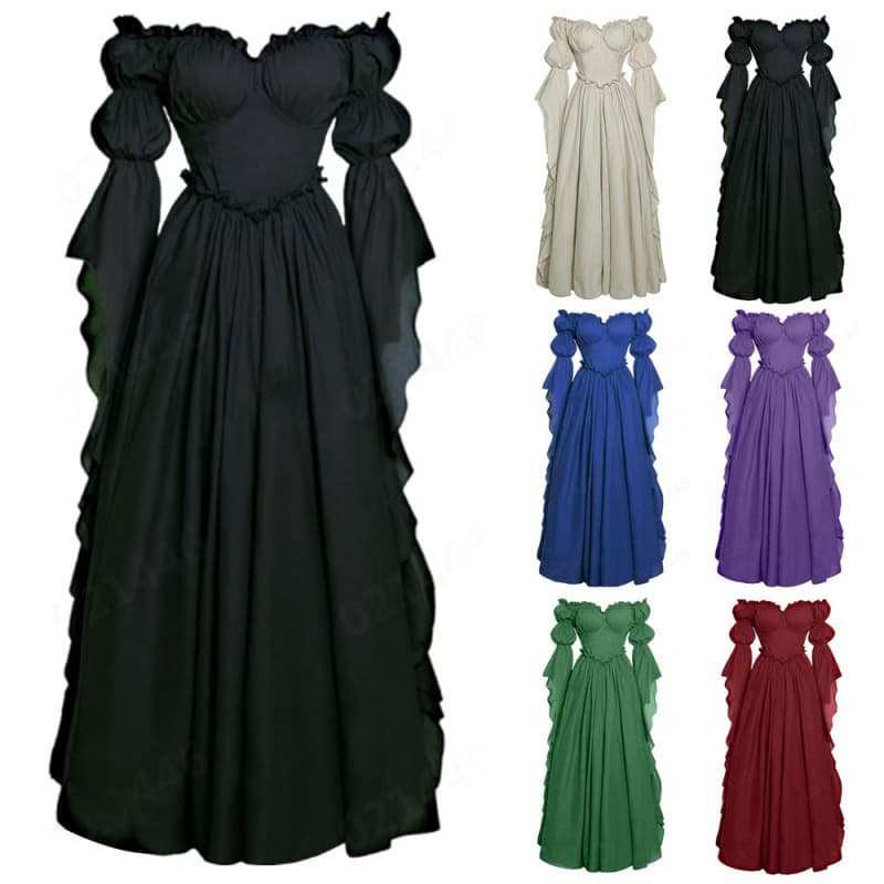 Cross-border new medieval palace dress women's retro dress European and American stage performance long dress costume 1