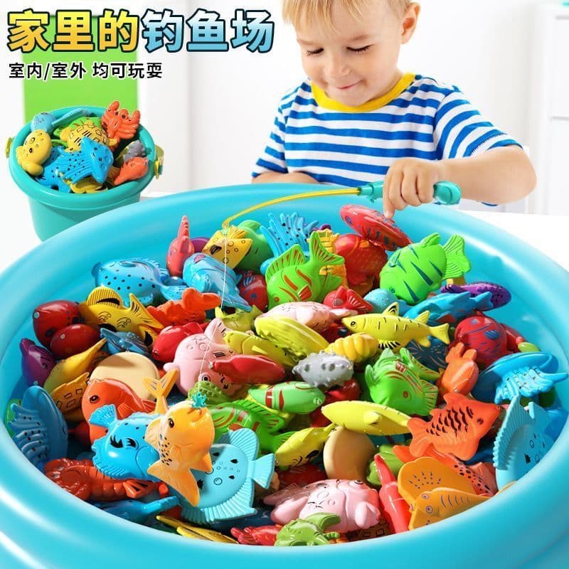 Children's magnetic fishing toys baby pool set fishing rod home early education play house puzzle pool play fishing 1