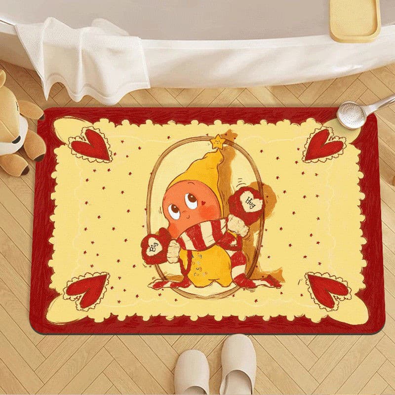 Cartoon star person bathroom floor mat diatom mud floor mat toilet door non-slip mat anti-dirty absorbent foot mat 3
