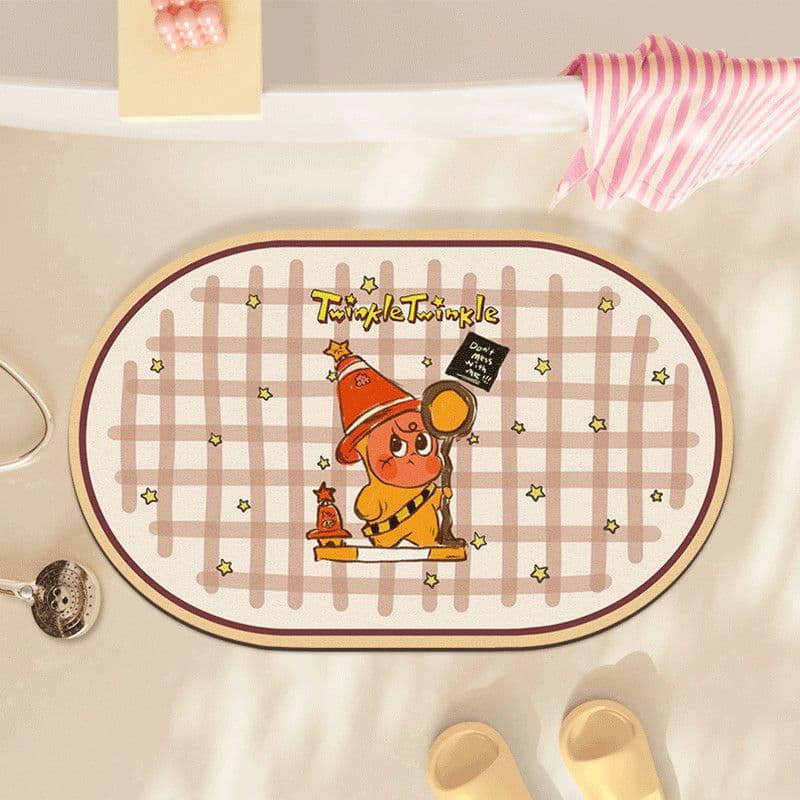 Cartoon star person bathroom floor mat diatom mud floor mat toilet door non-slip mat anti-dirty absorbent foot mat 10