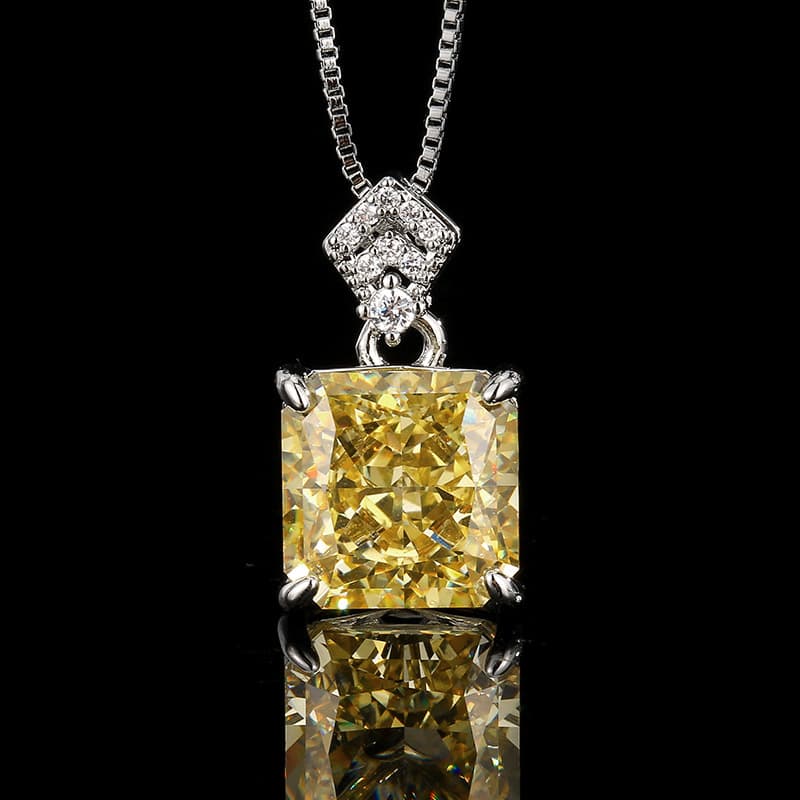 Jewelry jewelry set square high carbon diamond yellow diamond women's earrings ring necklace niche high-end versatile wholesale 8