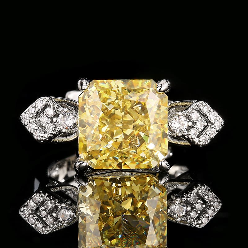 Jewelry jewelry set square high carbon diamond yellow diamond women's earrings ring necklace niche high-end versatile wholesale 9