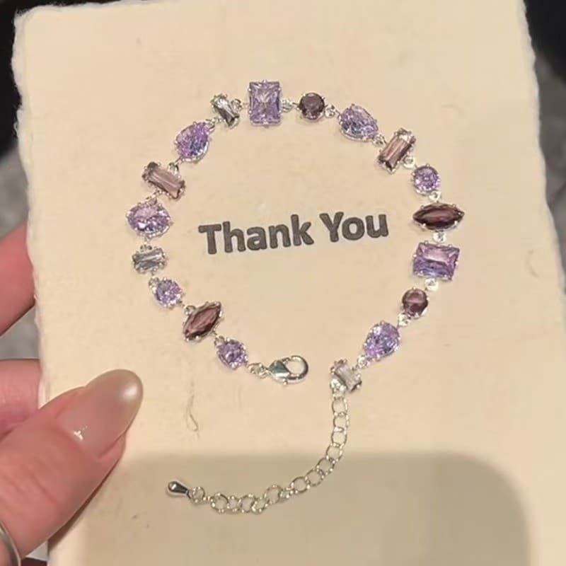 Exploding dopamine colored candy bracelet, exquisite, light, luxurious and high-end niche, sweet, irregular, diamond-filled bracelet for women 4