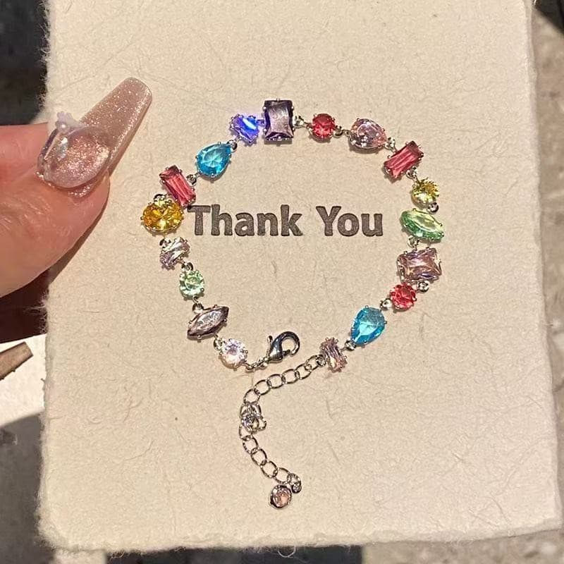 Exploding dopamine colored candy bracelet, exquisite, light, luxurious and high-end niche, sweet, irregular, diamond-filled bracelet for women 5