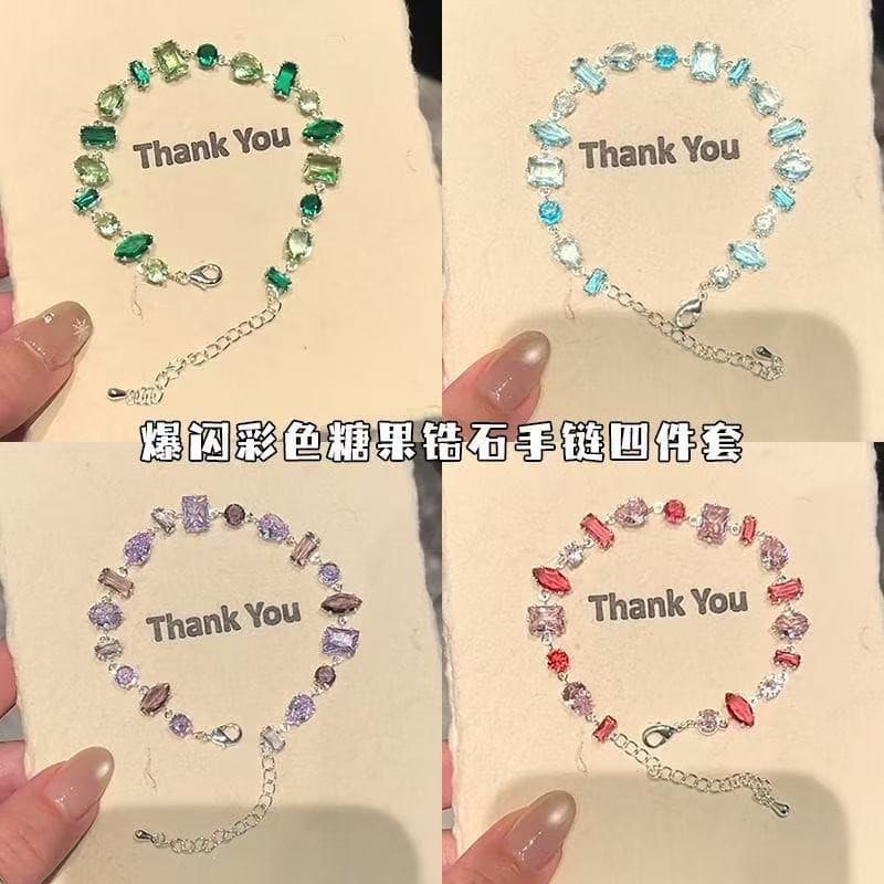 Exploding dopamine colored candy bracelet, exquisite, light, luxurious and high-end niche, sweet, irregular, diamond-filled bracelet for women 1