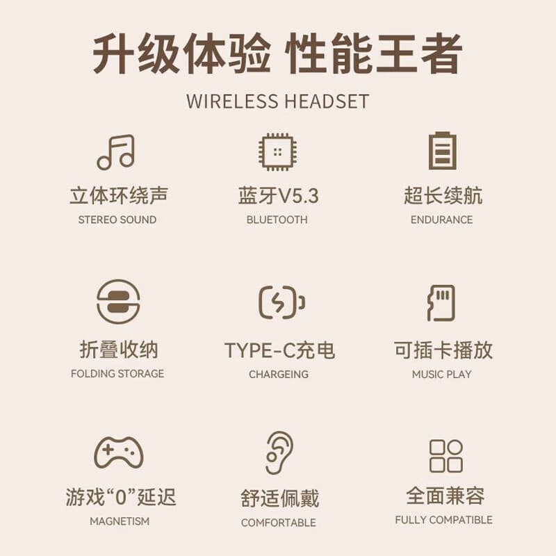 Heavy bass wireless head-mounted Bluetooth headset, high-looking gaming e-sports headset, ultra-long battery life headset P2961 5
