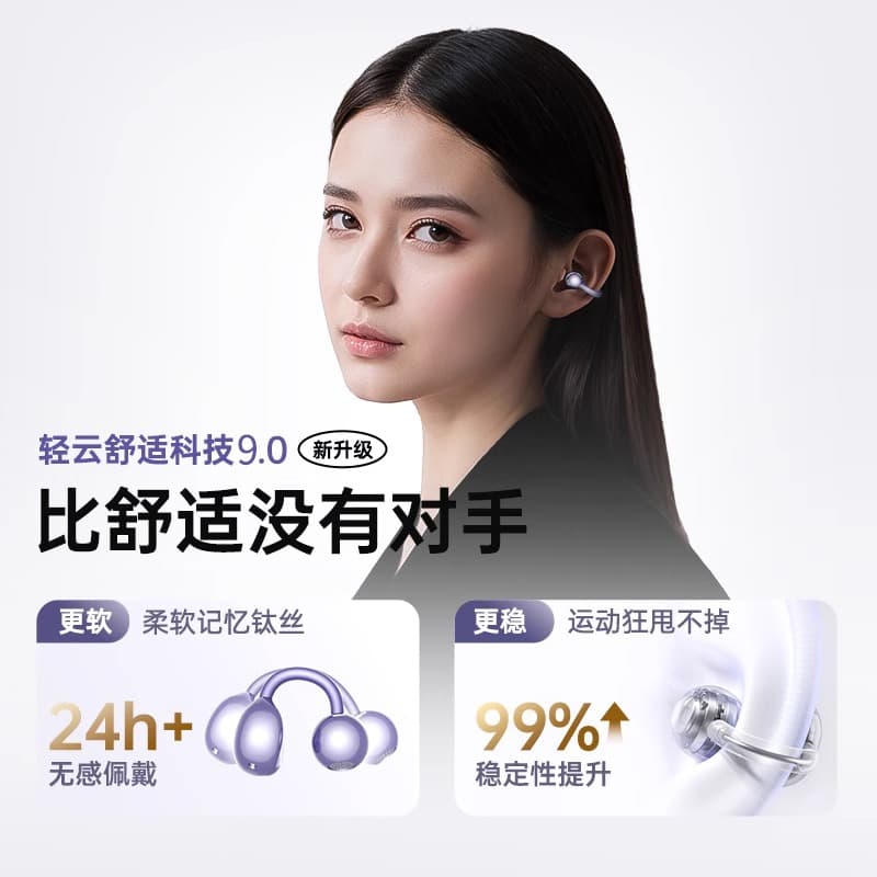 New ear clip type wireless Bluetooth headset air bone conduction Huaqiangbei computer mobile phone universal 2025 headset 3