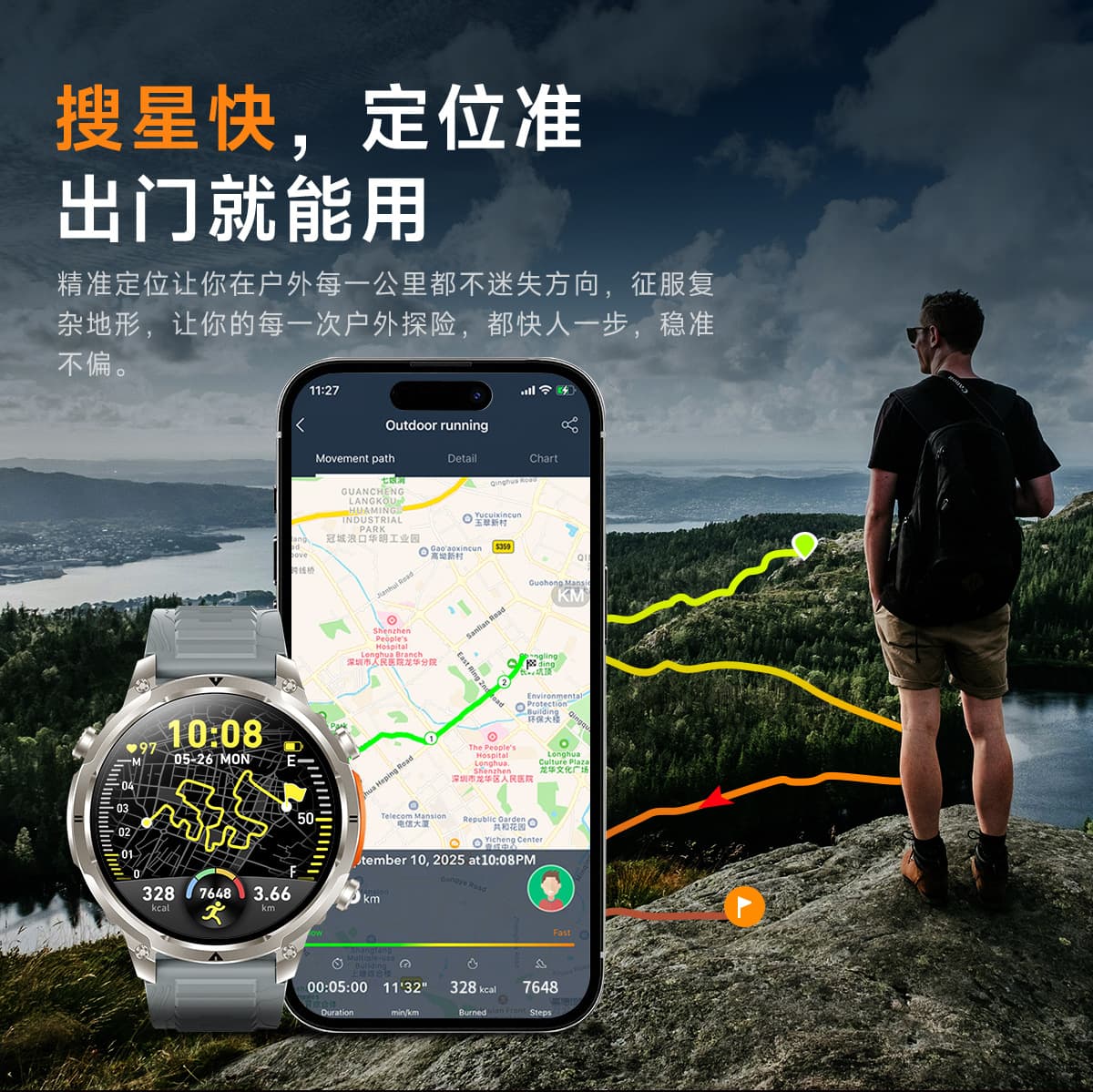 Smart watch Bluetooth call GPS waterproof health monitoring sports outdoor multi-function marathon watch bracelet 5