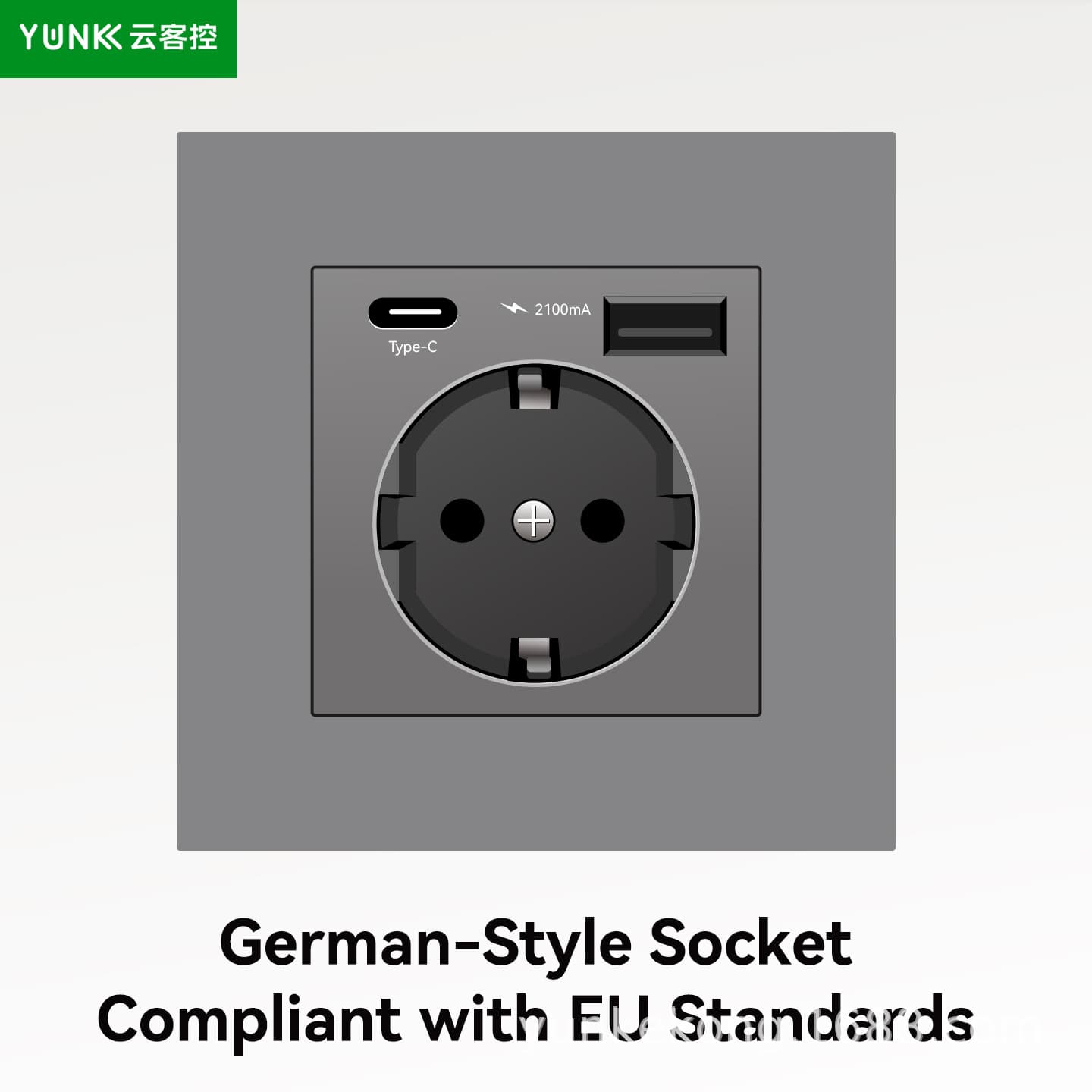 European standard German style USB/Type-C charging socket panel Type 86 concealed European standard German wall socket panel 2