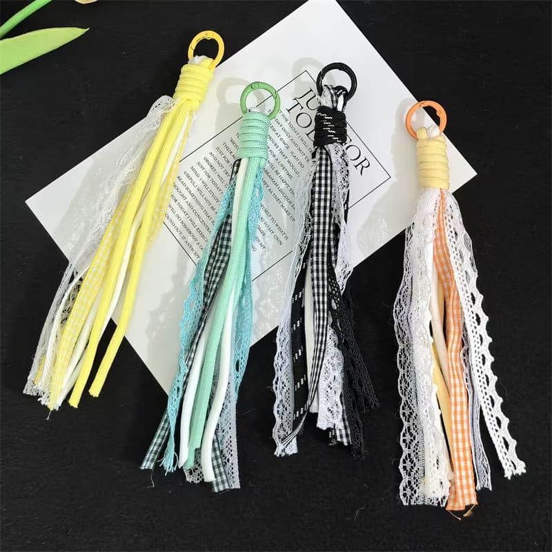 Trendy versatile lace ribbon rope handmade DIY keychain women's accessories bag accessories mobile phone pendant wholesale 3