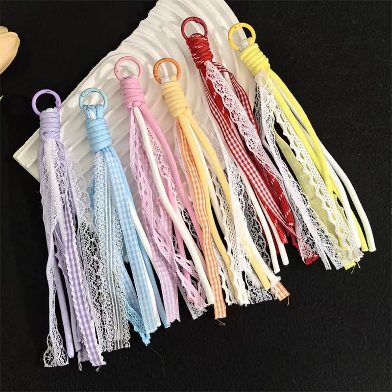 Trendy versatile lace ribbon rope handmade DIY keychain women's accessories bag accessories mobile phone pendant wholesale 5