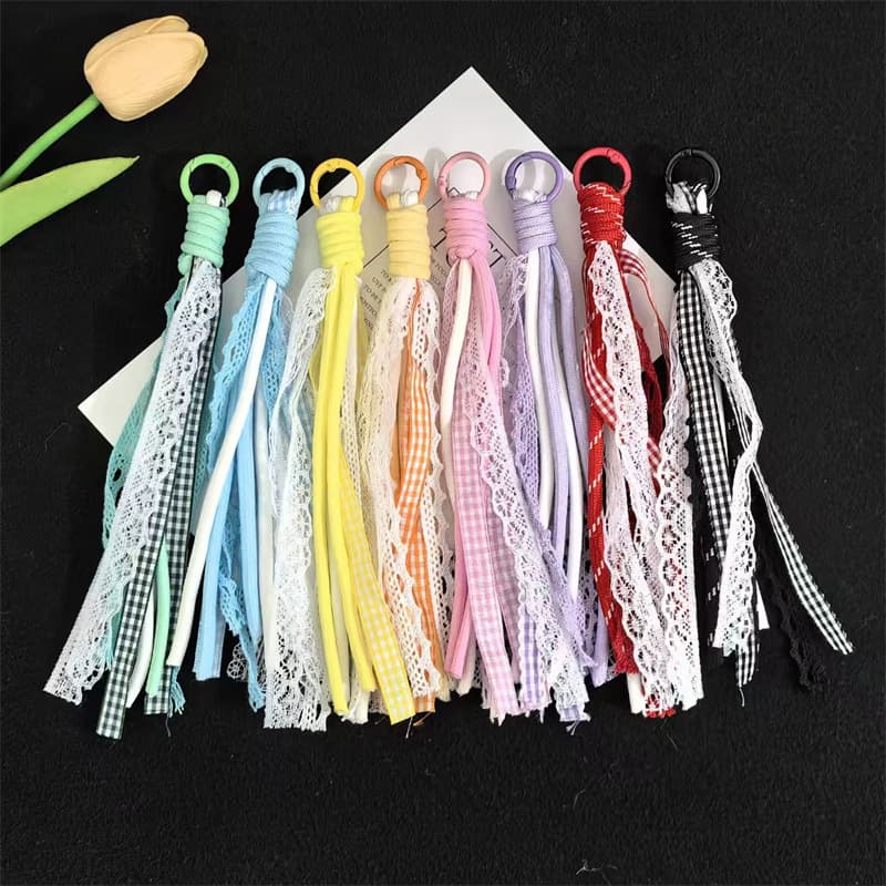 Trendy versatile lace ribbon rope handmade DIY keychain women's accessories bag accessories mobile phone pendant wholesale 1