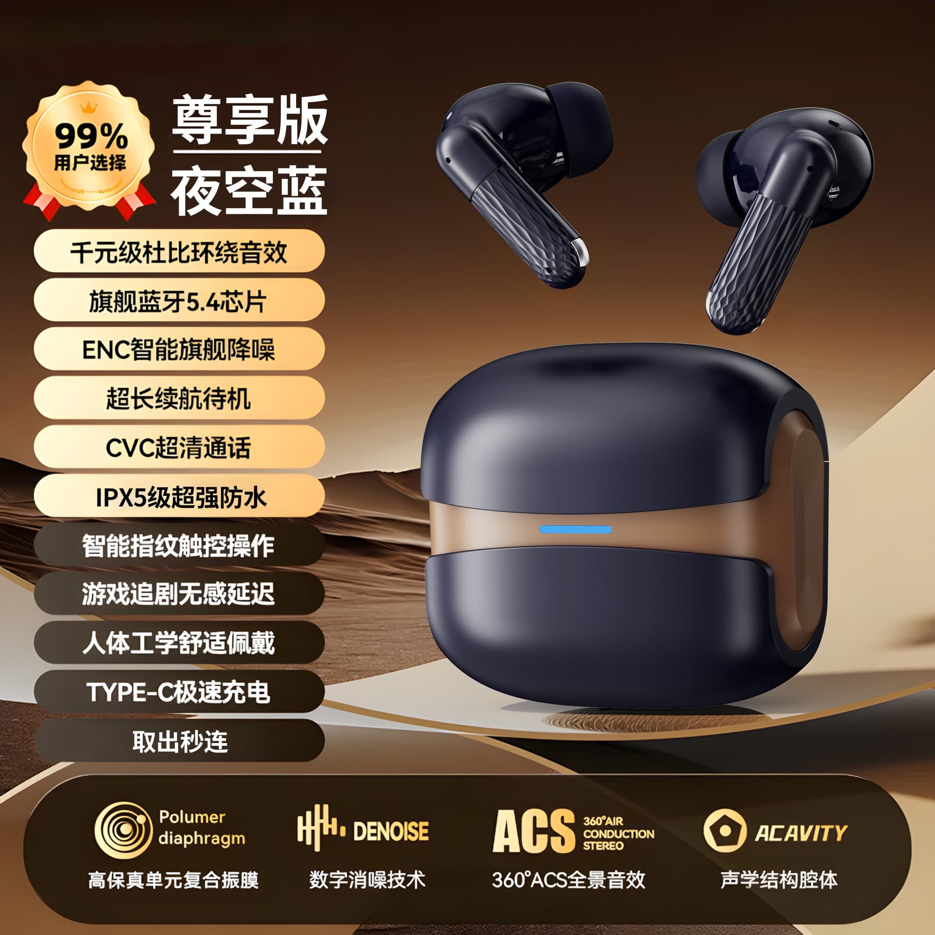 Wireless Bluetooth headset mini function TWS stereo with microphone high call audio noise reduction headset 6