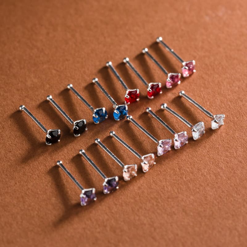 Cross-border Mini 925 Silver Needle Four Claw Color Diamond Ear Pierced Ear Stick Daily Wearable Earrings for Sleeping Without Picking 3