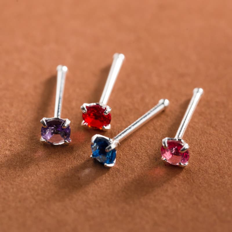 Cross-border Mini 925 Silver Needle Four Claw Color Diamond Ear Pierced Ear Stick Daily Wearable Earrings for Sleeping Without Picking 5