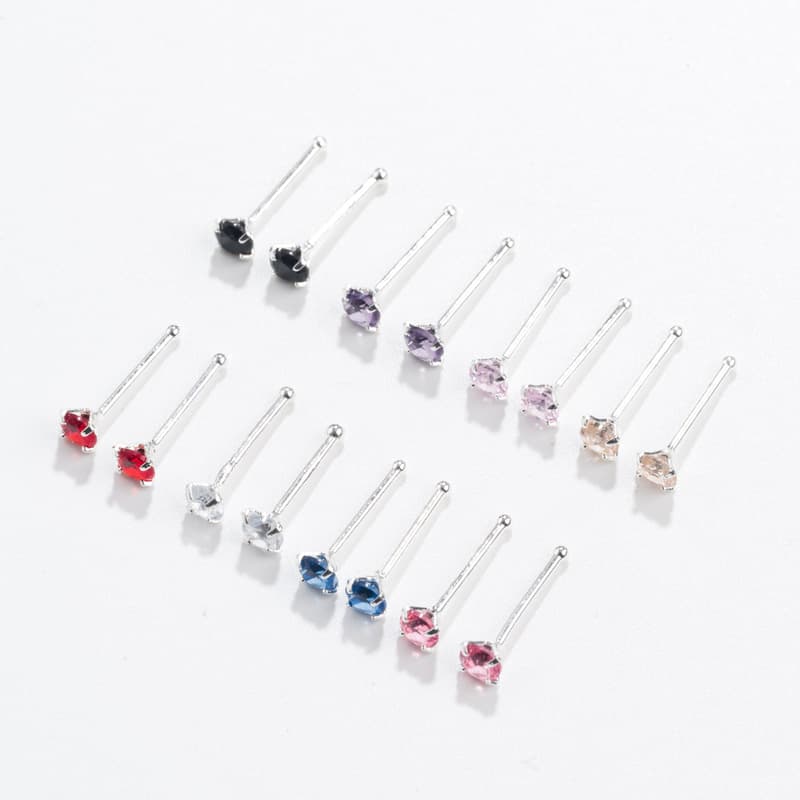 Cross-border Mini 925 Silver Needle Four Claw Color Diamond Ear Pierced Ear Stick Daily Wearable Earrings for Sleeping Without Picking 6