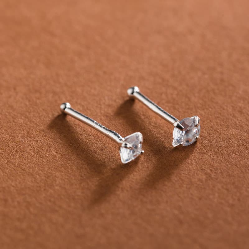 Cross-border Mini 925 Silver Needle Four Claw Color Diamond Ear Pierced Ear Stick Daily Wearable Earrings for Sleeping Without Picking 7