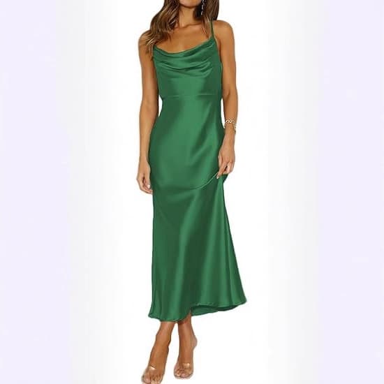 Spot 26 spring and summer European and American cross-border sexy suspender ball party dress Amazon satin evening dress dress 2