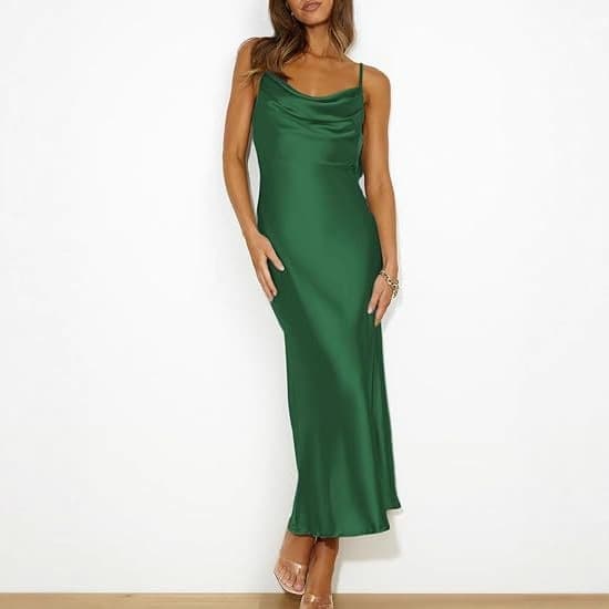 Spot 26 spring and summer European and American cross-border sexy suspender ball party dress Amazon satin evening dress dress 3