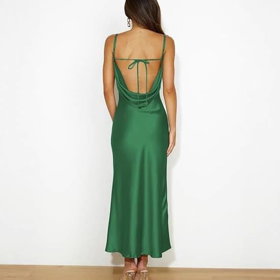 Spot 26 spring and summer European and American cross-border sexy suspender ball party dress Amazon satin evening dress dress 5