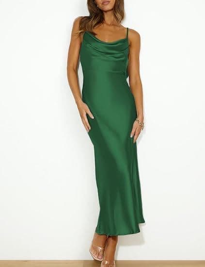 Spot 26 spring and summer European and American cross-border sexy suspender ball party dress Amazon satin evening dress dress 8