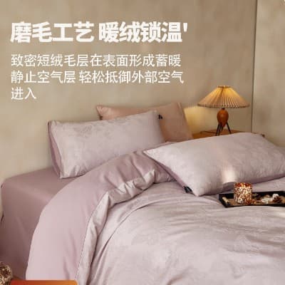 2025 new type A pure cotton brushed autumn and winter four-piece set with light luxury and high-end sense master bedroom bed sheet and quilt cover 2