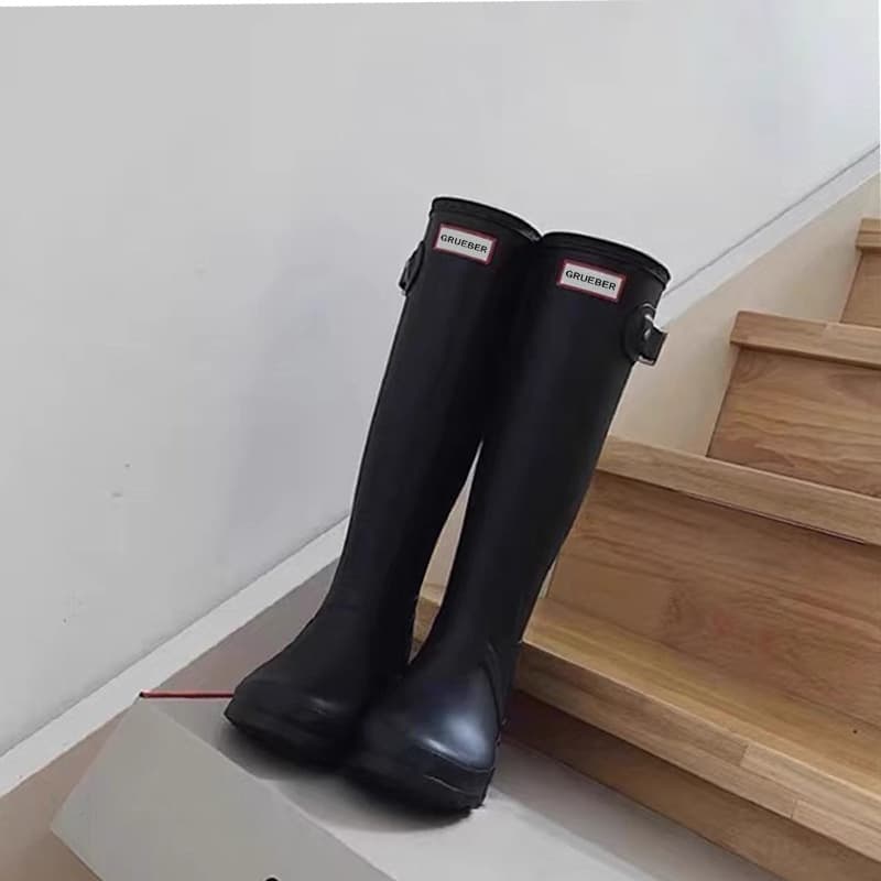 GRUEBER Yi Mengling same style rain boots women's non-slip wear-resistant waterproof shoes outer wear 2025 high boots long boots to keep warm 5