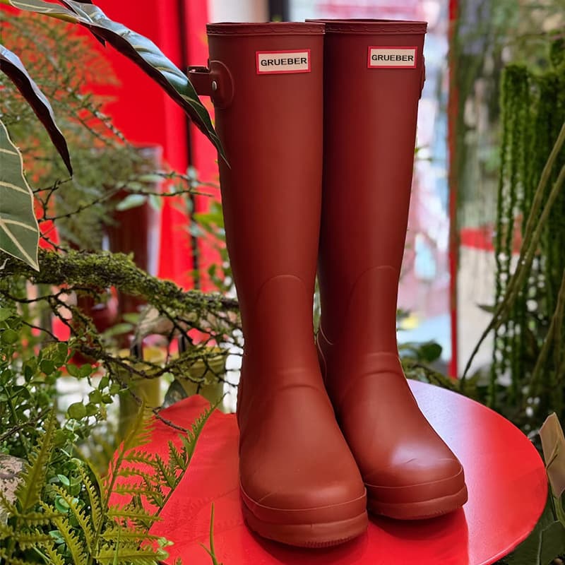 GRUEBER Yi Mengling same style rain boots women's non-slip wear-resistant waterproof shoes outer wear 2025 high boots long boots to keep warm 1
