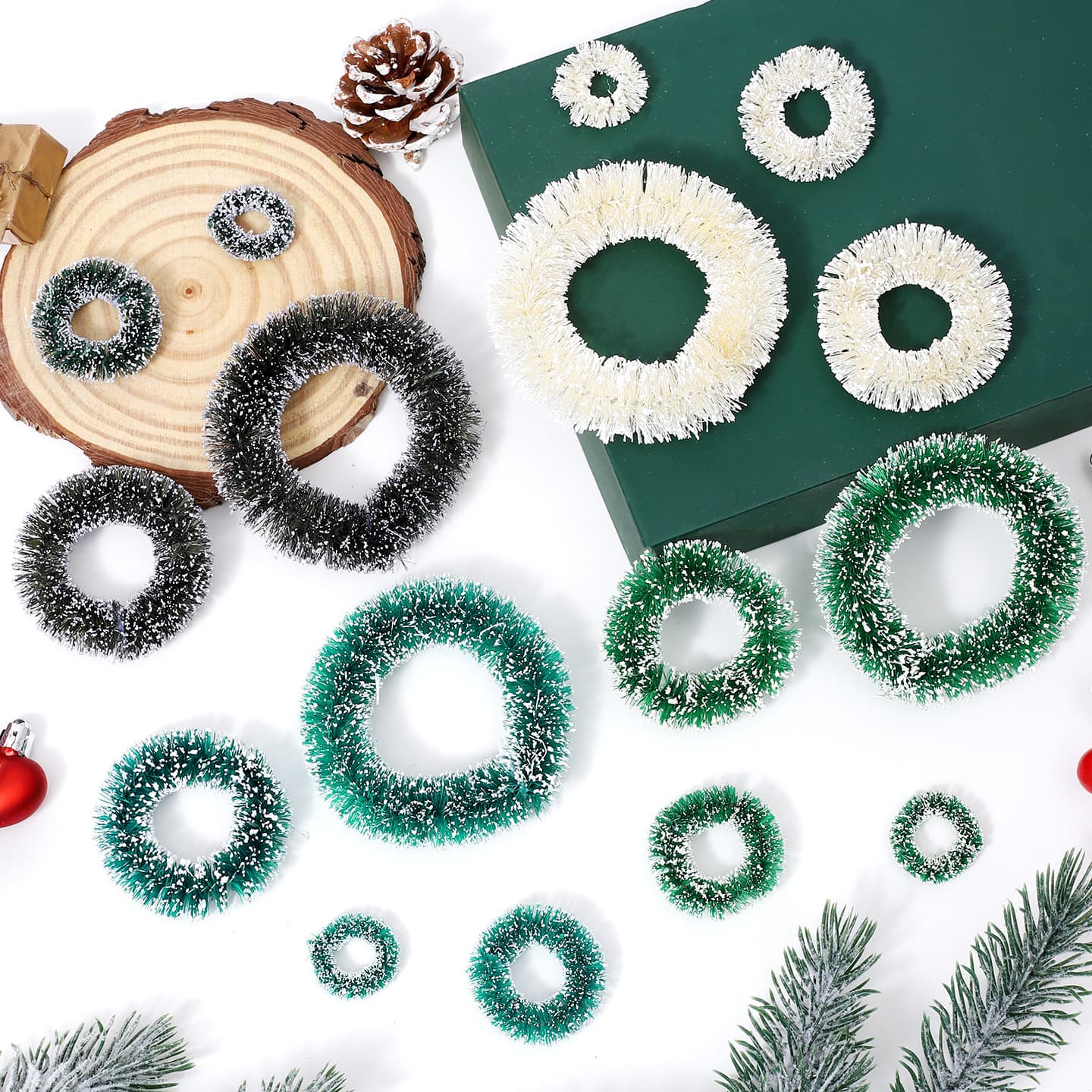 Christmas decoration small sisal wreath, mini sisal wreath, Christmas celebration supplies hanging decoration hemp wreath 3-8CM 4