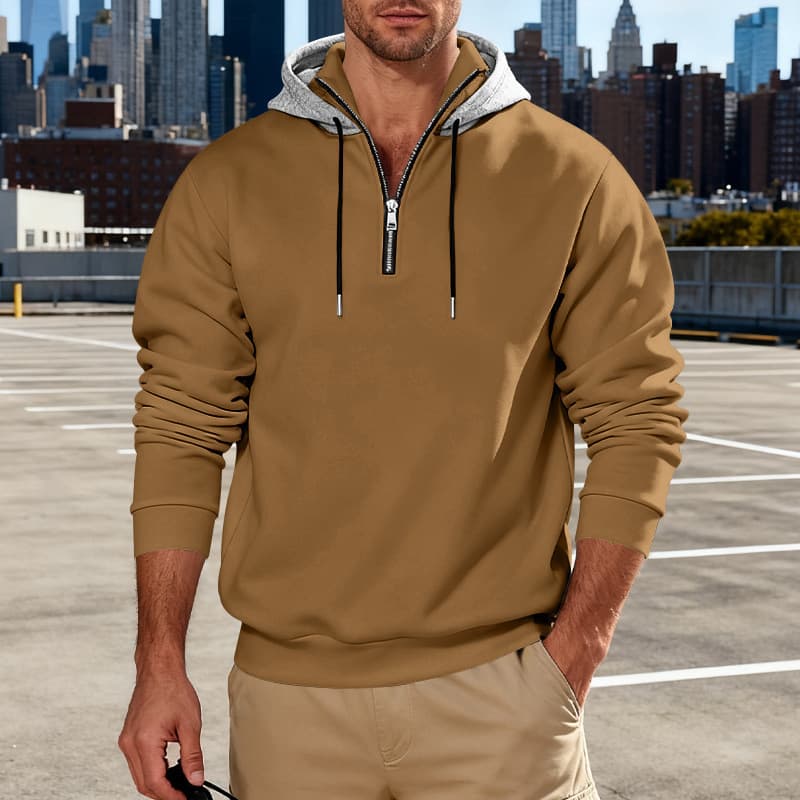 Cross-border men's loose American hip-hop high-end trend pullover hooded long-sleeved shirt jacket sweatshirt 4