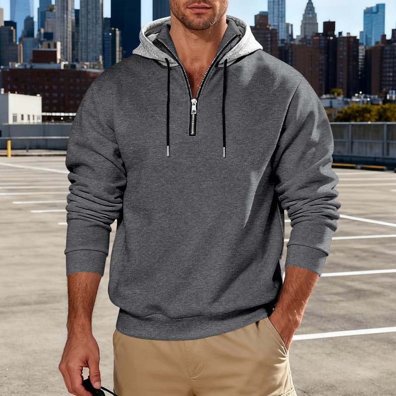 Cross-border men's loose American hip-hop high-end trend pullover hooded long-sleeved shirt jacket sweatshirt 5