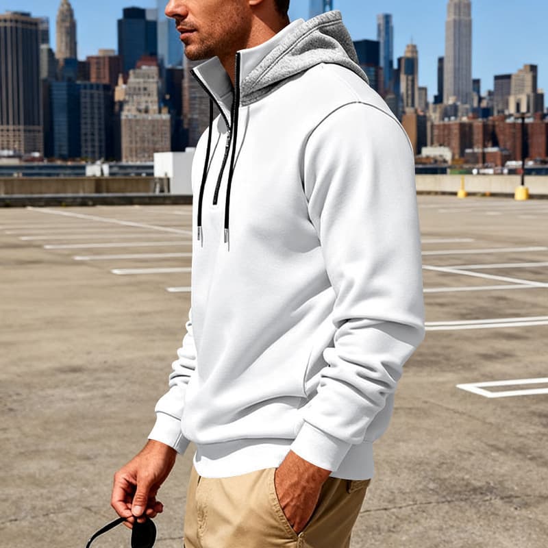 Cross-border men's loose American hip-hop high-end trend pullover hooded long-sleeved shirt jacket sweatshirt 9