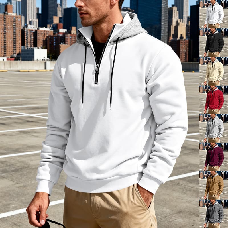 Cross-border men's loose American hip-hop high-end trend pullover hooded long-sleeved shirt jacket sweatshirt 1