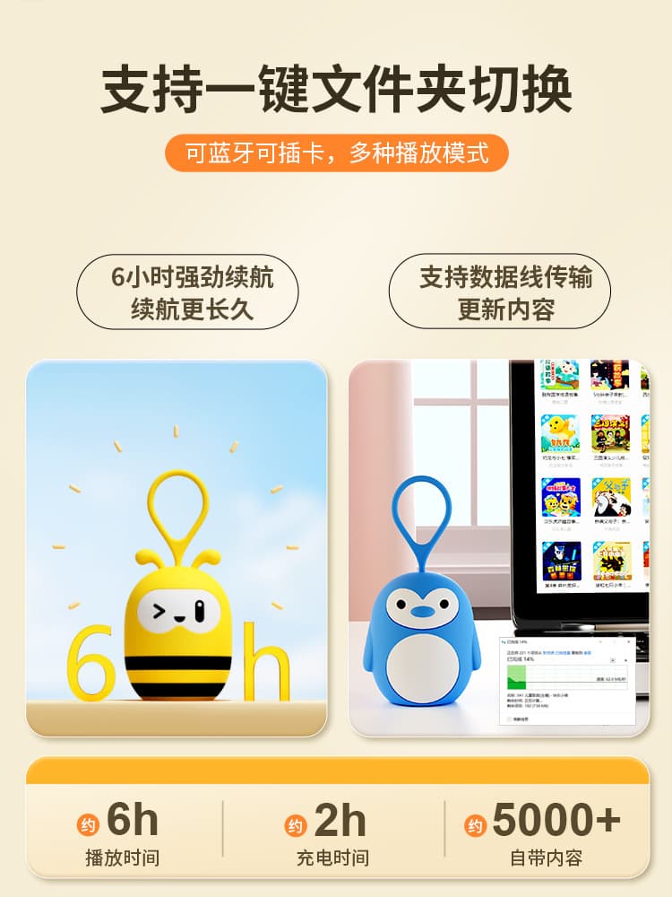 Portable children's small audio mp3 player baby early education mini speaker ear grinding card bluetooth music 5