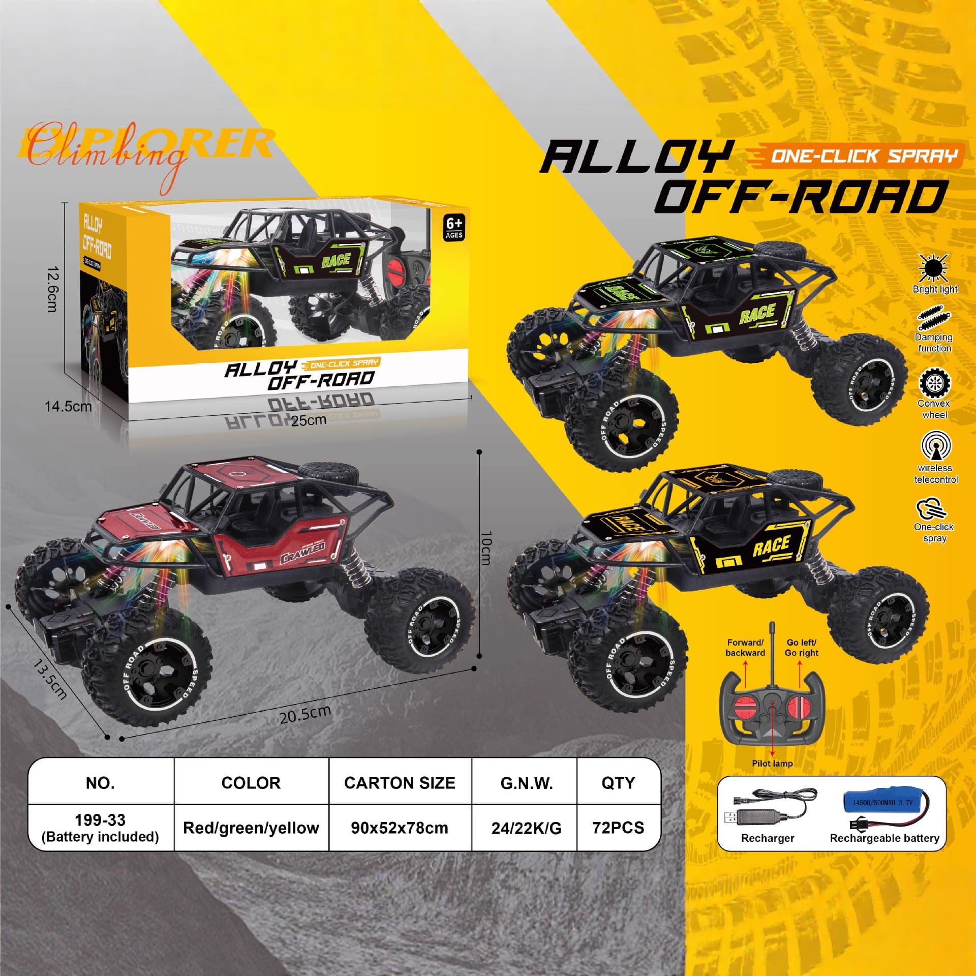 Alloy remote control off-road vehicle, four-wheel drive climbing vehicle, children's toys, street stalls, night markets, hot selling, can be shipped in small quantities on behalf of one piece 4